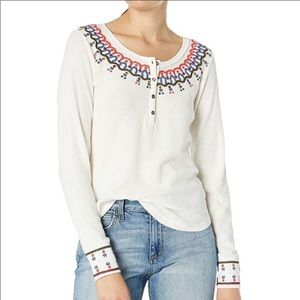Lucky Brand Embroidered Thermal Top